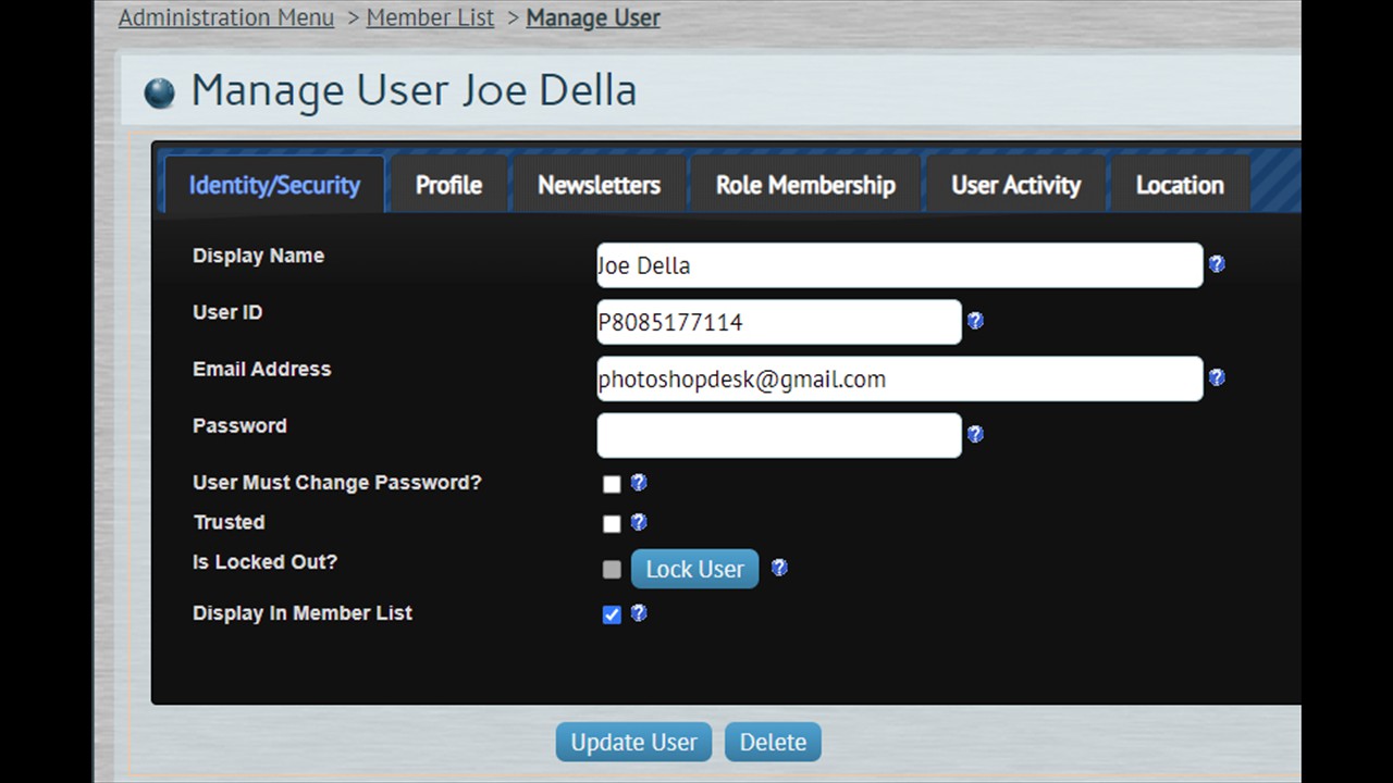 I. Managing Users