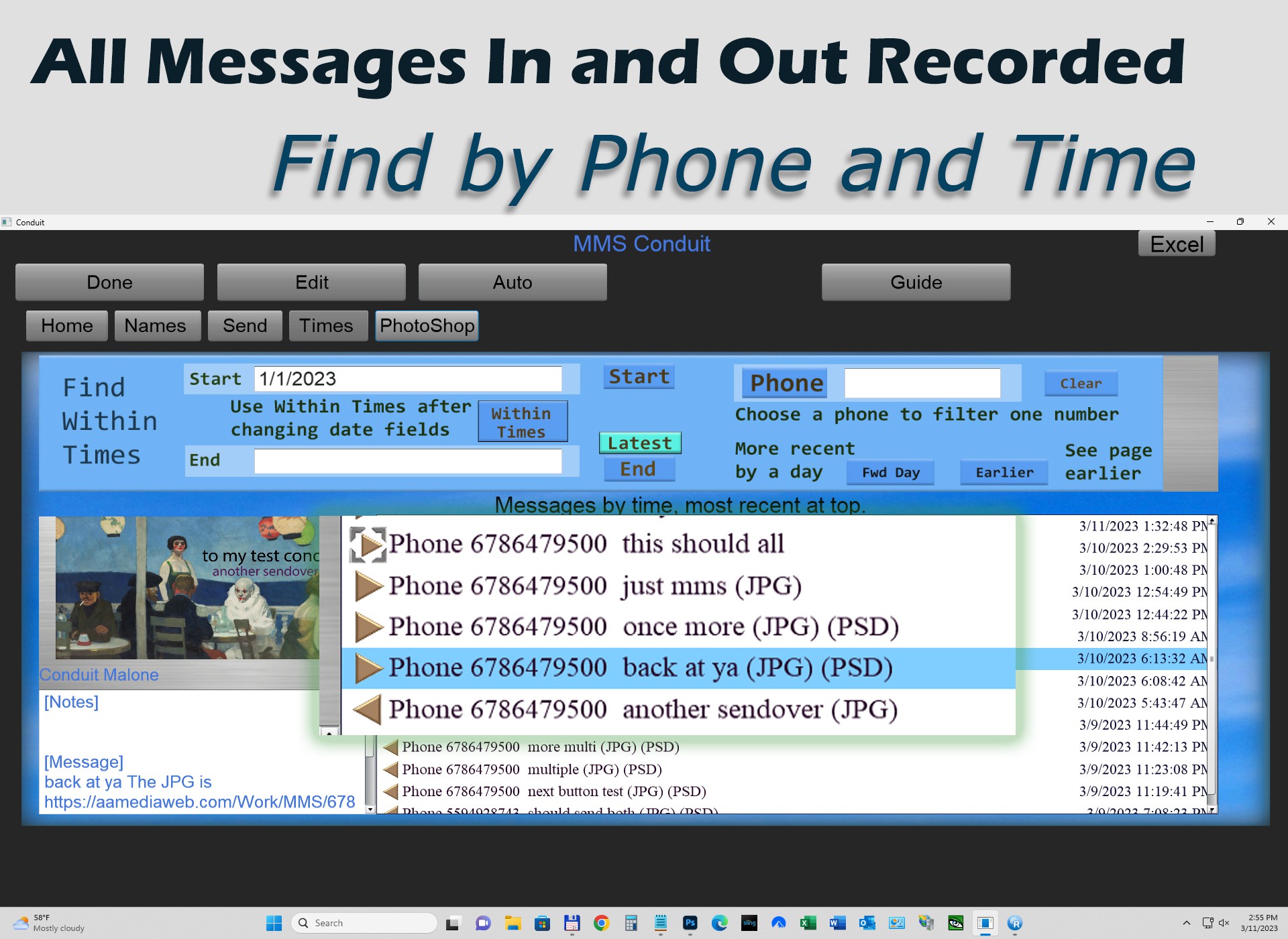 Messages Recorded by Phone and Time