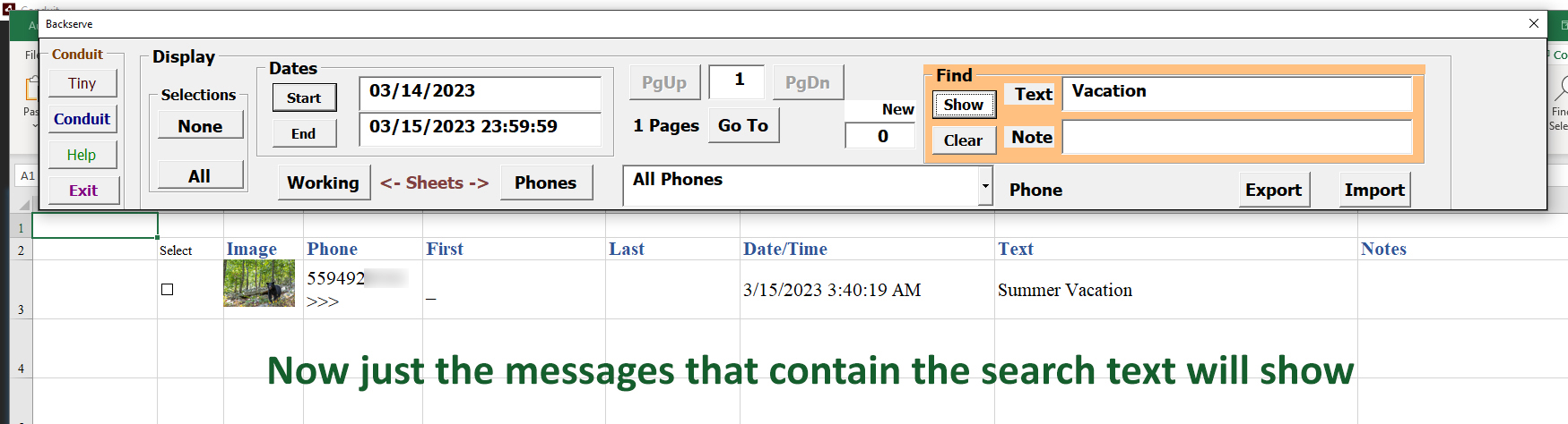 Message Searched