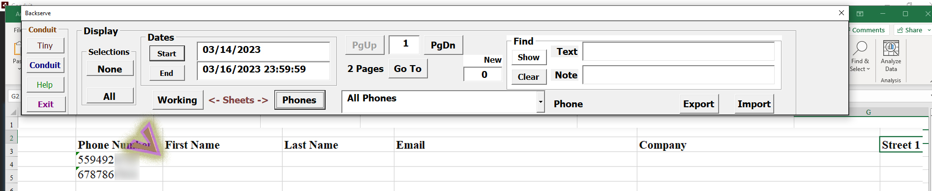 Phones Sheet